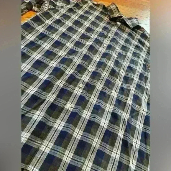 Peter Millar Button Down Shirt Men's Size XXL Blue/Gray Plaid Long Sleeve Pocket - Picture 2 of 11
